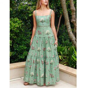 Agua by Agua Bendita Lima green linen extra long dress